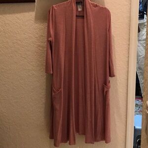 Pink Open Front Cardigan